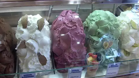 Colourful gelato tubs
